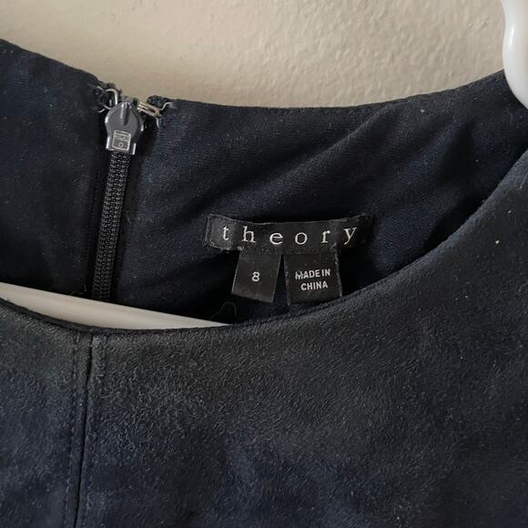 Theory Suede Ponte Side Paneled Midi Length Sheath Dress Womens 8 Navy Casual - Picture 4 of 12